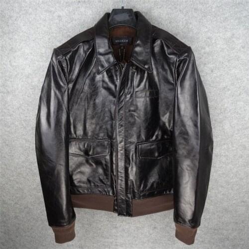 Free shipping,Brand new Mens 100% genuine leather Jackets,casual classic A2 Tanning cowhide jacket,warm thick coat.sales