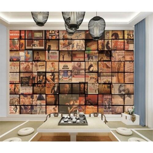 Beibehang Large Custom Retro Nostalgic Wooden Wall Movie Poster TV Living Room Bedroom Home Furnishings