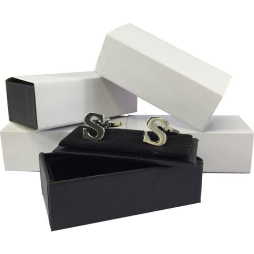 Black Leather-Filled Paper Cufflink Box Gift Packaging Box Jewelry Cufflink Box Storage Box a Pair of Cufflink Brooch Box