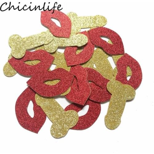 Chicinlife 50Pcs Willy Penis Lips Confetti Bachelorette Party Decor Bridal Shower Wedding Hen Night Party Table Scatter Supplies
