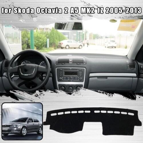 For Skoda Octavia 2 A5 MK2 1Z 2005-2013 Dash Cover Mat Dashmat Dashboard Cover Protective Sheet Carpet Styling