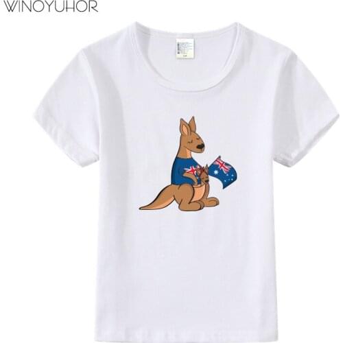 Australia Kangaroo Printed T Shirt Children 2020 New Summer Cartoon T-Shirt Aussie Flag Gift Kids Tee Top For Boys Girls