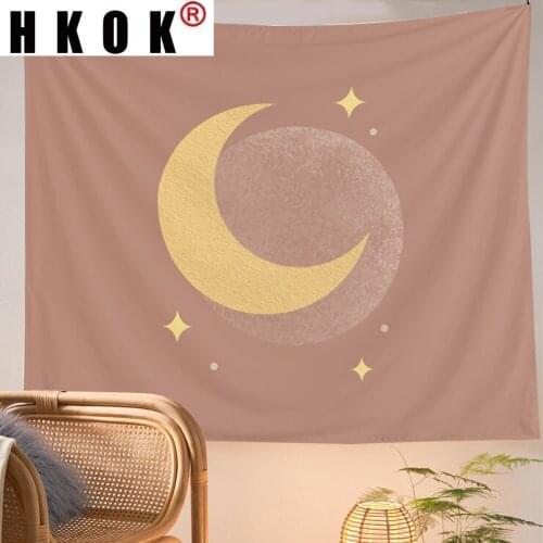 HKOK Moon Magic Hand Tarot Tapestry Wall Hanging Covering Rugs Background Cloth Beach Mat Blanket Art Bedroom Dorm Home Decor