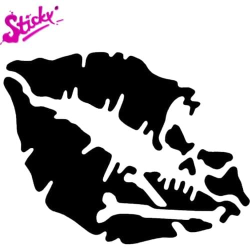 STICKY Death Kiss Skull Crossbones Lips Car Sticker Decal Decor Motorcycle Off-road Laptop Trunk Guitar PVC Vinyl Sticker