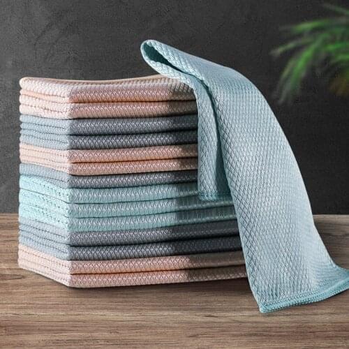 Kitchen Dish Cloth Thick Fish Scale Rag Non-Stick Oil No Watermark No Lint Decontamination For Glass Cleaning Household Towel
