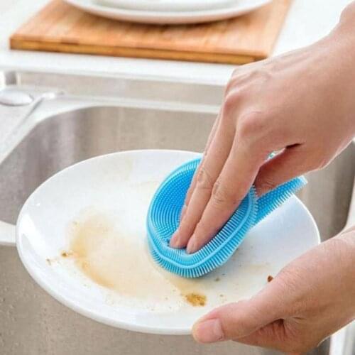 Kitchen Cleaning Brush Silicone Dishwashing Brush Fruit Vegetable Cleaning Brushes Sponge Scouring PadsKitchen silicone sponge
