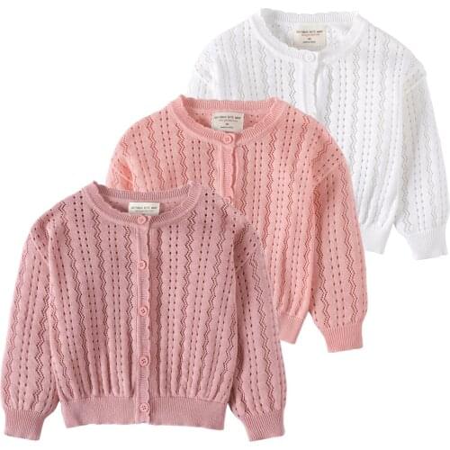 Summer Children Cardigan 2021 New Hollow Out Girls Knitted Jacket Thin Knitwear Outerwear Coat BB117