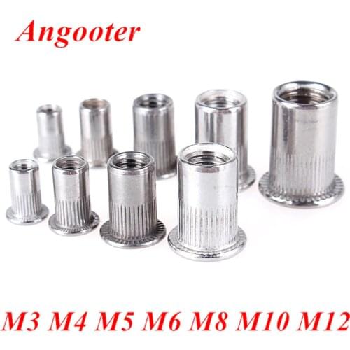 M3 M4 M5 M6 M8 M10 M12 Rivet Nut Stainless steel A2 Insert nuts SUS304 Blind rivet nut Inserts Flat Head Rivnuts Rivet Nuts