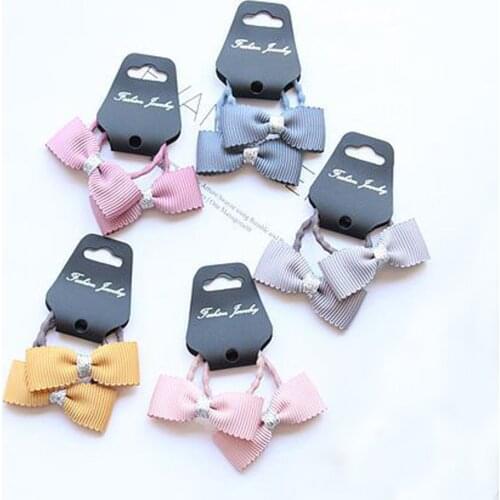 Cute Little Girls Fabric Bow Hair Bands Checks Holders Elastic Hair Ties Hair Accessories For Kids Tot HT089