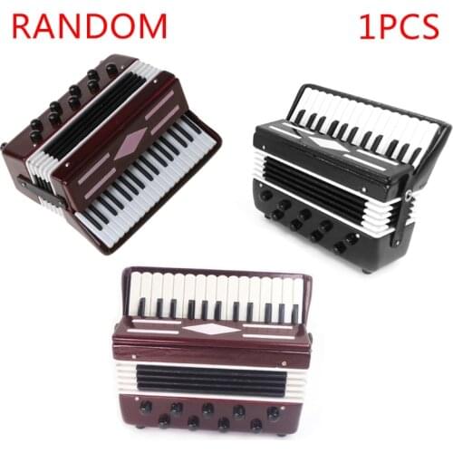 Mini 1/12 Dollhouse Wooden Accordion Miniature Musical Instruments Model Collection Home Decor Toys