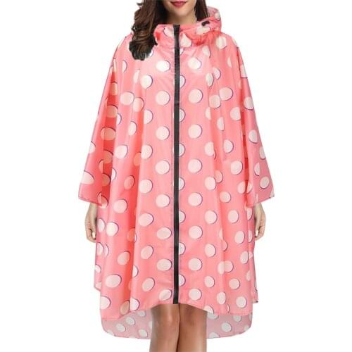 Dots Print Reusable Transparent Long Raincoat Women Waterproof Rainwear Outdoor Jacket Unisex Cycling Hiking Rain Gear Coats