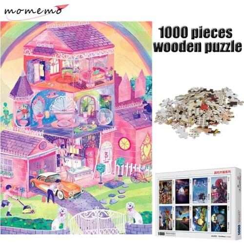 MOMEMO Pink Home Adult Puzzle Games Wooden Puzzle Toys 1000 Pieces Puzzles for Adults Jigsaw Puzzles Kid Games Toys