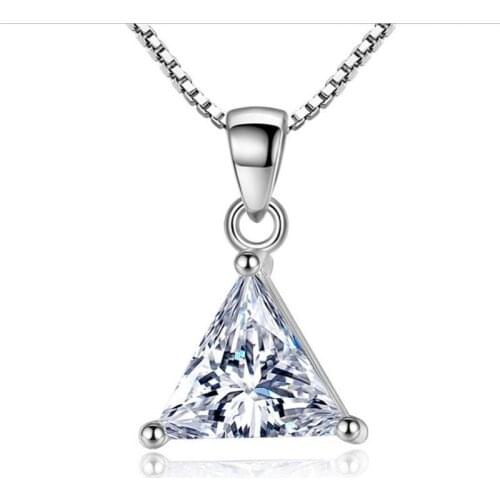 Trendy Crystal Triangle Female Pendants Necklace Jewelry Fashion Women Silver Plated Necklace Lady Accessories Girl