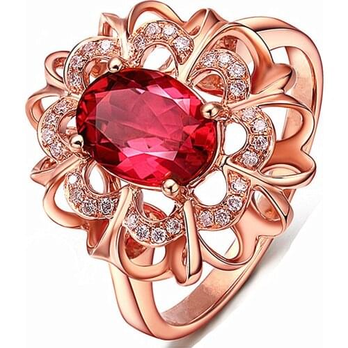 Luxury vintage ruby gemstones red crystal zircon diamond rings for women rose gold color anillos jewelry bijoux bague gift party