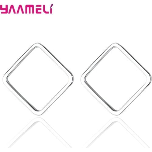 Simple Style Metal Triangle Round Square 925 Sterling Silver Stud Earrings Party Gift for Women High Quality Jewelry Cheap Price