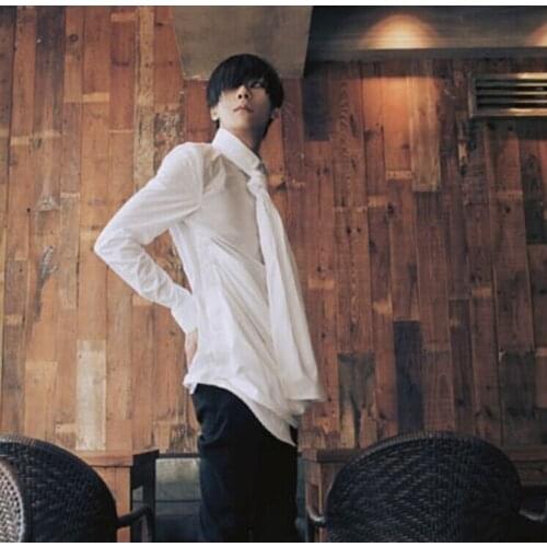 S-xxxl Aesthetic Fashion British Style Unisex Scarf Long-sleeve Shirt Vintage White Shirt Male Mens Stage Singer Costumes