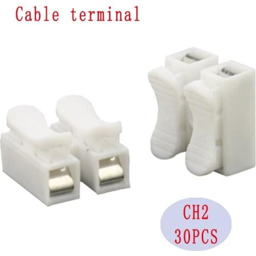 30PCS Electrical connectors Wire CH2-2PIN 220V 10A Lugs lamp Electrical for cable crimp terminals terminal para fio sp connect