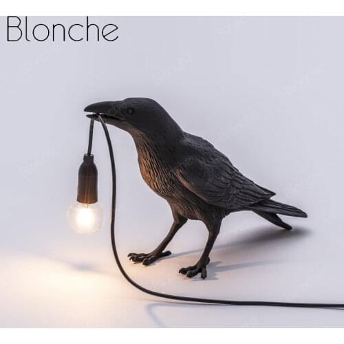 Modern Italian Bird Lamp Nordic Led Table Lamps Resin Crow Desk Lamp Bedroom Wall Sconce Living Room Kitchen Creative Fixtures