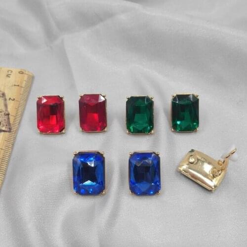 States with Qingdao jewelry earring joker fashion runway model real gold plated glass needles simple stud earrings D91