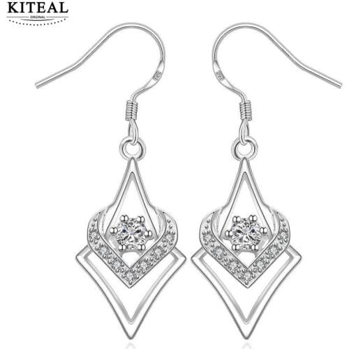 2017 Rushed Plated Water Drop heart crystal Rhinestone Women New Arrival Wholesale Silver Earring,fashion Jewelry,earrings E444