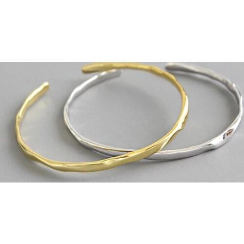 Vintage 925 Sterling Silver Charm Bracelets Bangles Minimalism Concave Open Cuff Bangle Friendship Bracelets Fashion Jewelry