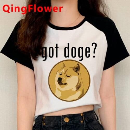 Funny Dogecoin To The Moon Cartoon T Shirt Men Aesthetic Doge Coin Grunge Tshirt Hip Hop Anime T-shirt Streetwear Top Tees Male