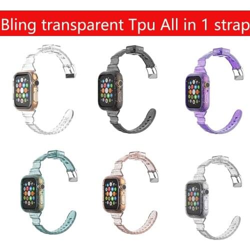 Women Bling back cover for iwatch Bracelet 42 38 Strap For Apple Watch band series6 5 4 SE 44mm 40mm accessories