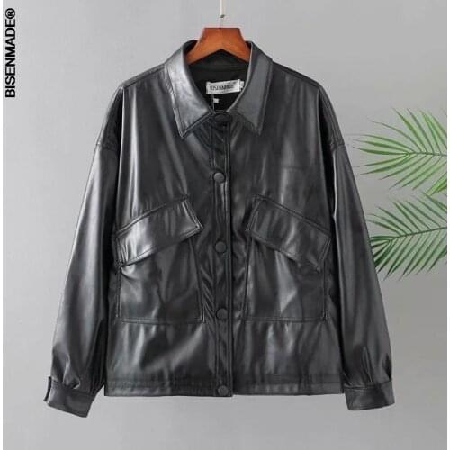 Women Clothing Jacket Plus Size 2021 Autumn New Short Motorcycle Leather Coat S6-6649