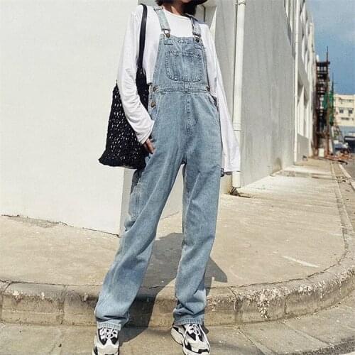Summer Denim Overalls Women Female Jumpsuit 2021 Long Pants Jeans Baggy Trousers Fashion Loose Sexy Loose Full Length Overalls
