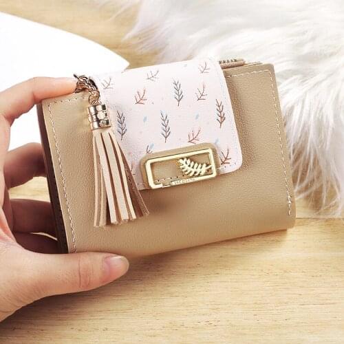 Winter New Korean Womens Clutch Short Wallet Tassel Pendant Mini Lady Girl Coin Purse Money Bag Luxury Leather Purse