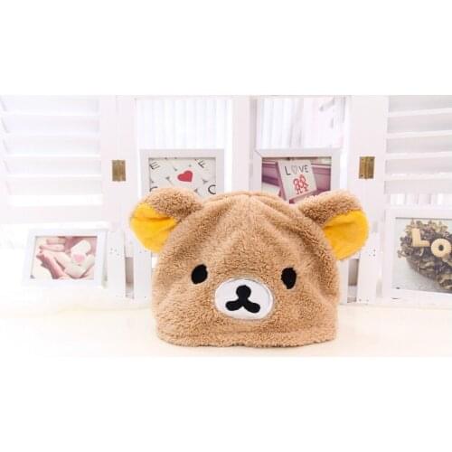 Winter Soft Cartoon Rilakkuma Bear Panda Plush Hat Women ear cap Fashion christmas Gift