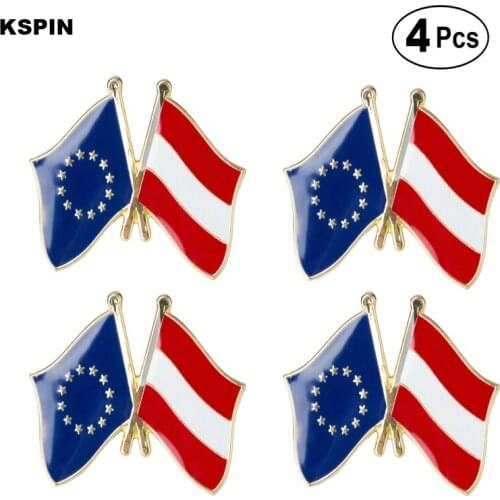 EU & Austria Friendship Flag Pin Lapel Pin Badge Brooch Icons 4pcs