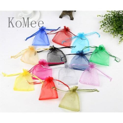 100pcs/lot 7x9 9x12 11x16 13x18cm Small Organza Bags Christmas Wedding Favors Drawstring Gift Bag Jewelry Packaging Bags Pouches