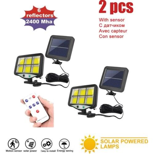 2pcs seperable IP65 Waterproof LED Solar Wall Light Solar lamp Remote Control Motion Sensor Outdoor Garden Street security Lamps