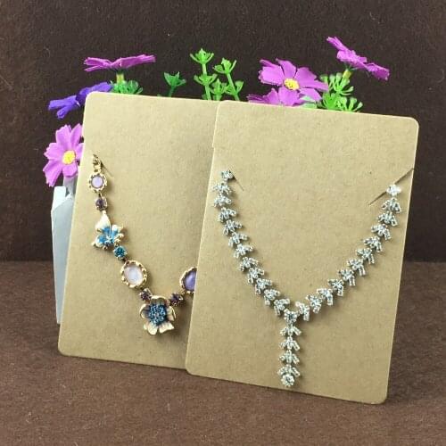 200PCS/Lot Paper Necklace Cards Kraft Pendent Card Blank Jewelry Displays Cards Brown Color Pendant Cards Custom Logo Cost Extra