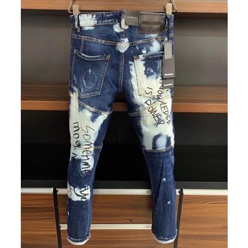 2021 Fashion Trend DSQ2 Ripped Paint Dot Mens Motorcycle Jeans *A136