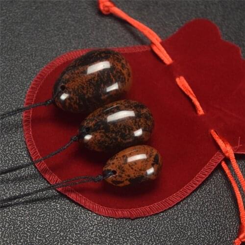 Health Ball 3 pcs Natural Mahogany Yoni Eggs Body Massager Jade Eggs for Women kegel exercise Gifts With a Blessing Bag