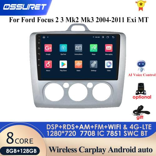 4G AI Voice Control Android 10 Car Radio Multimedia Player For ford focus 2 3 Mk2 Mk3 2004-2011 Exi MT CarPlay Auto Stereo Video