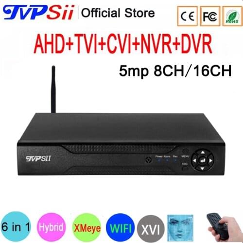 5MP CCTV Camera XMeye Face Detection Hi3531D H.265+ 16CH 16 Channel 8CH Hybrid WIFI 6 in 1 XVI TVI CVI NVR AHD DVR