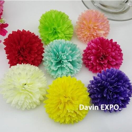 50PCS/Lot 5CM Artificial Flowers Chrysanthem Silk Flower Head Brooch Festival Home Mothers day Wedding Decoration accessories