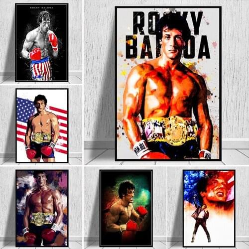 Abstract Watercolor Rocky Balboa Boxing Bodybuilding Canvas Painting Posters Prints Wall Art Motivational Picture for Home Decor