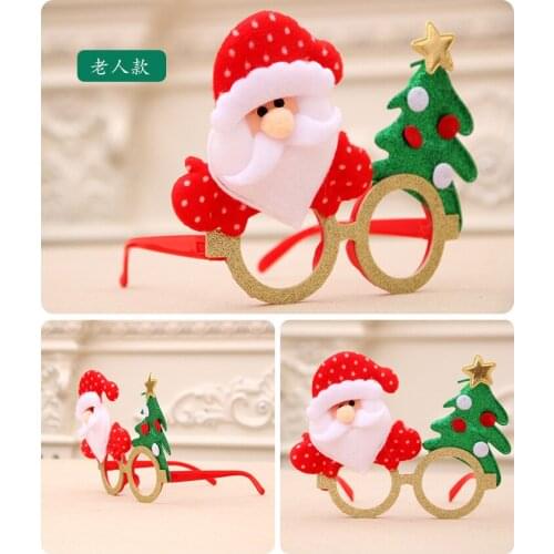 Christmas Glasses Frame Cute Kids Adult Ornaments Decor Evening Party Toy Gift