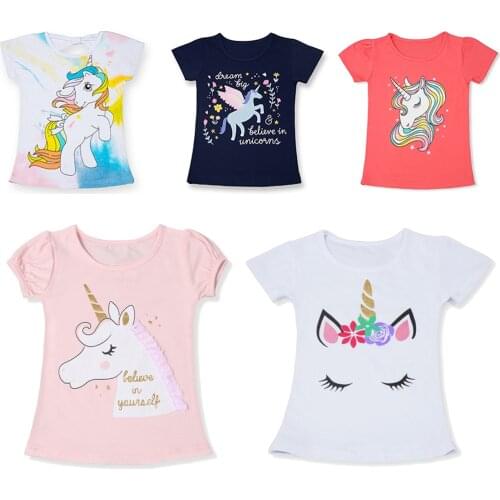 Childrens T-Shirt Children for Girl Boy Girls Kids Kids Shirts Child Baby Toddler Unicorn Party Tee Tops Clothing Short Tees