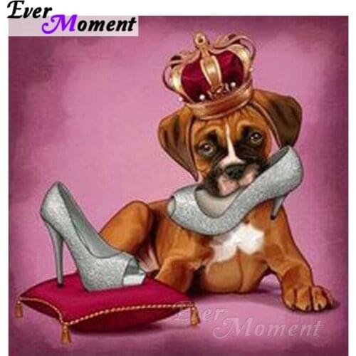 Ever Moment Diamond Painting Dog Animal Cross Stitch Home Decorations 5D DIY Gift Diamond Embroidery Mosaic Rhinestones ASF1322