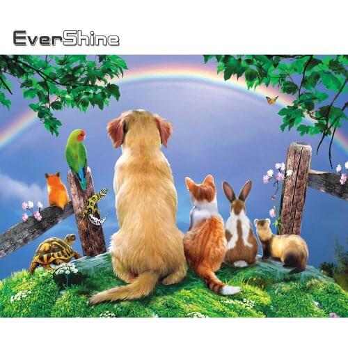 Evershine 5D DIY Diamond Embroidery Dog Diamond Painting Kit Cat Rhinestone Picture Full Square Round Mosaic Animal Wall Art