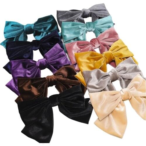 Eu-american New Korea Hair Big Bowknot Hairpin Fashion Velvet Gold Velvet Top Clip Spring Clip Hair Ornaments