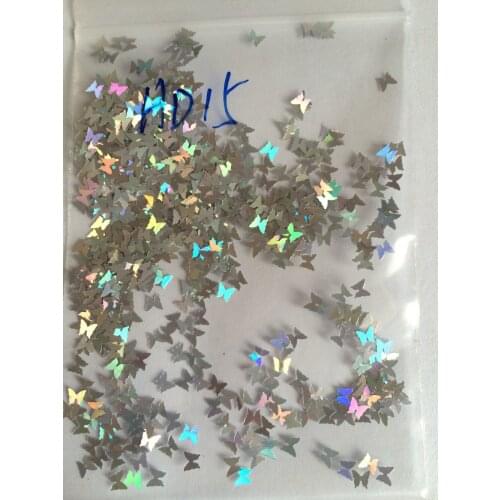 Holographic silver butterfly solvent resistant glitter for nail polish making