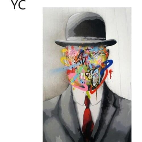 Graffiti gentleman face canvas art poster abstract modern street art poster print Cuadros picture for living room home decor