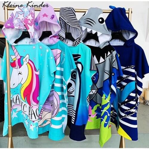 Bathrobe Kids Surf Beach Changing Robe Cartoon Animal Quick Dry Microfiber Towel Poncho Children Swimming Pool Towels with Hood