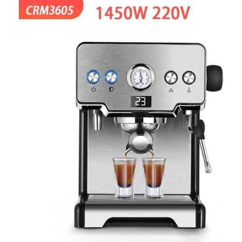 CRM3605 Coffee Maker 15bar Freshly Espresso Machine Semi-automatic Pump Type Cappuccino Milk Bubble Coffee Machine houseold